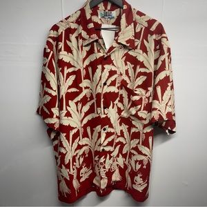 Baik Baik men's red floral Hawaiian button down shirt size XL